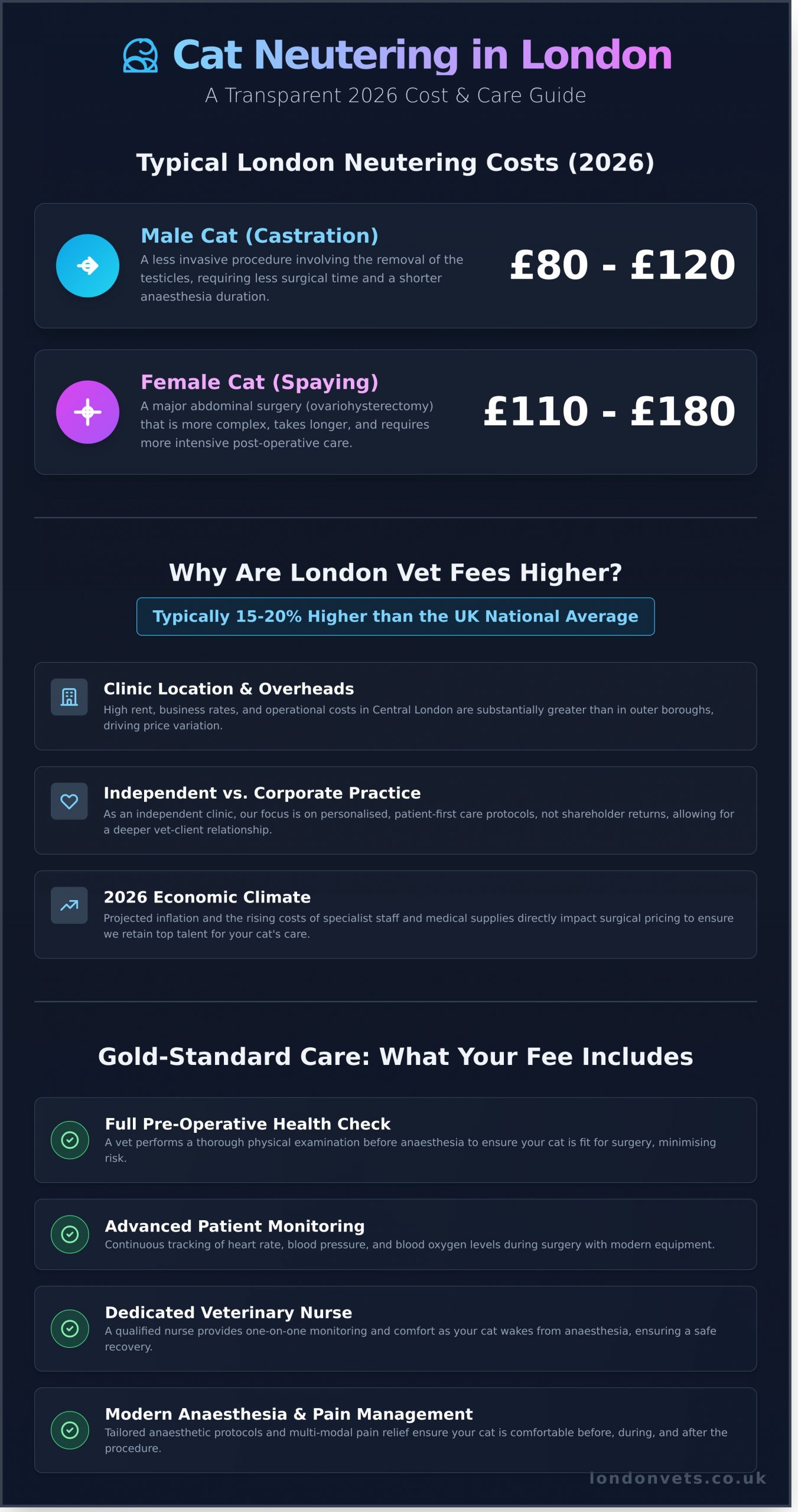 How Much to Neuter a Cat in London? 2026 Cost & Care Guide - Infographic