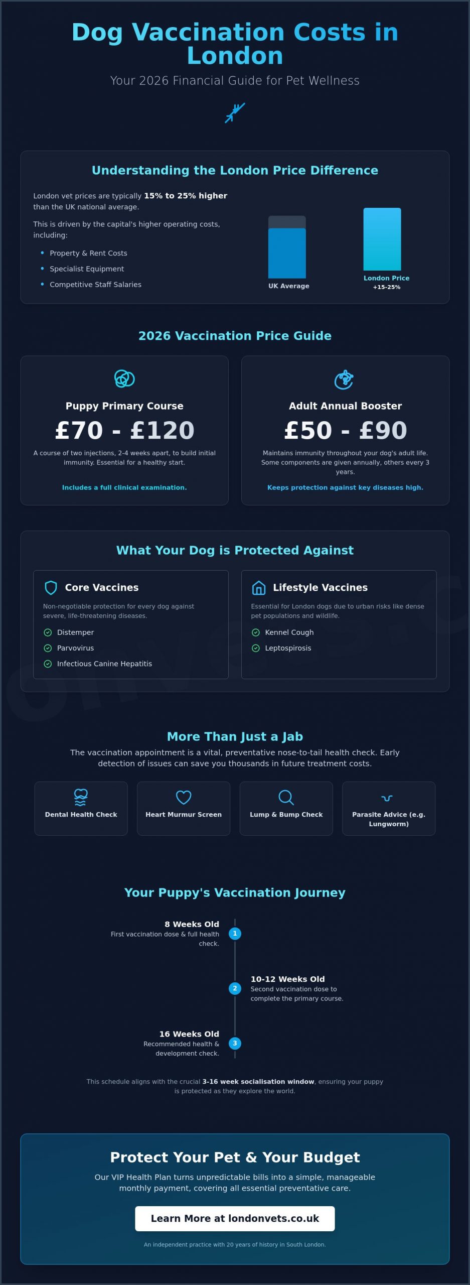 The Cost of Dog Vaccinations in the UK: A 2026 London Pet Owner’s Guide - Infographic
